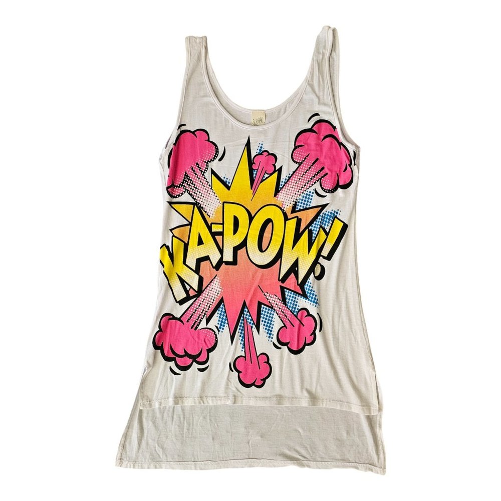 Women’s Graphic Tank Top – "KAPOW!" Comic Book Style – Pink - Fun Pop Art